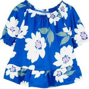NWT. CARTER'S Toddler Girl Blue Floral Peplum Top